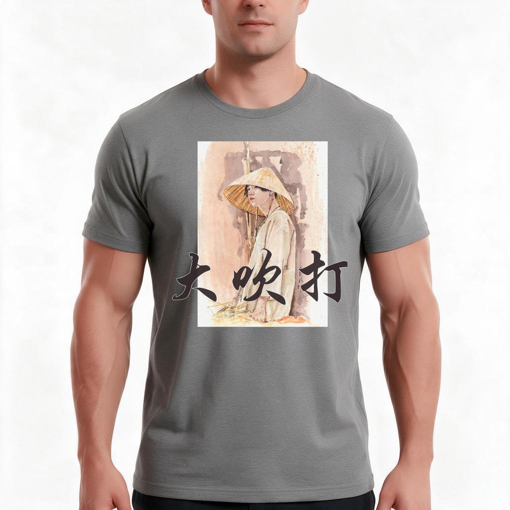 Daechwita Watercolour Black Writing Tshirt Summer Casual Cotton Tee Oversized Streetwear Tops Vintage Graphic Print