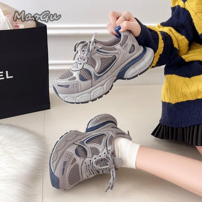 Модные женские массивные кроссовки весна осень ретро платформа повседневная обувь удобная шнуровка спортивная обувь легкие кроссовки для ходьбы