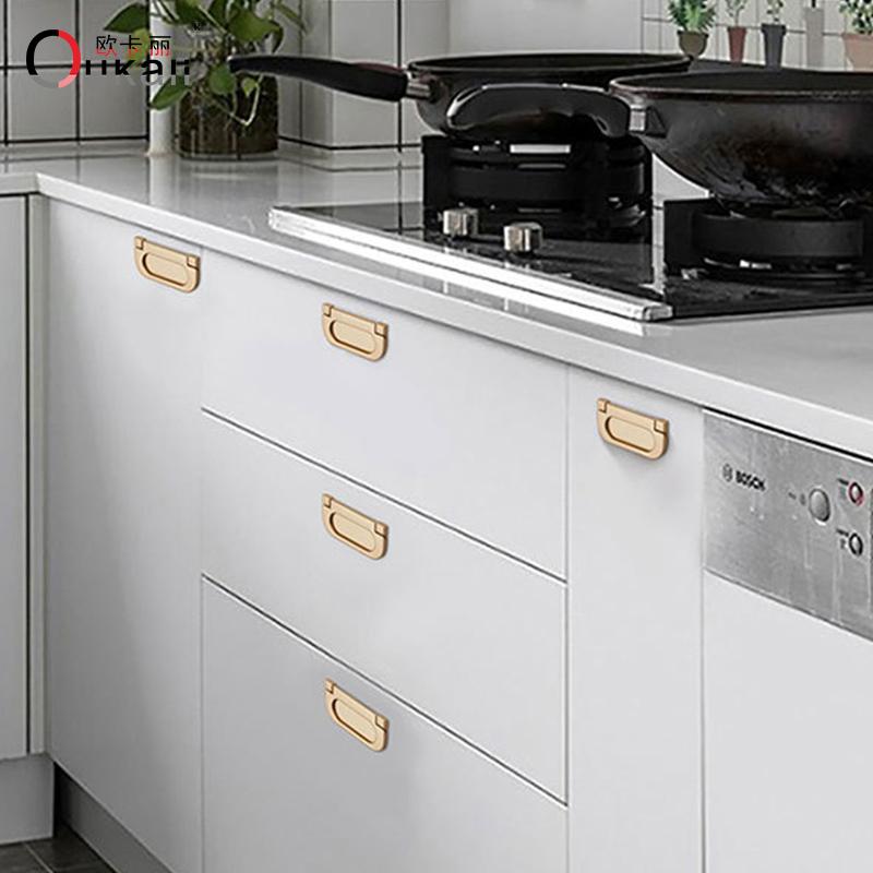 Contemporary and Contracted Drawer Cupboard Door Handle Zinc Alloy Cabinet Door Handle Hidden Interlock Shake Handshandle