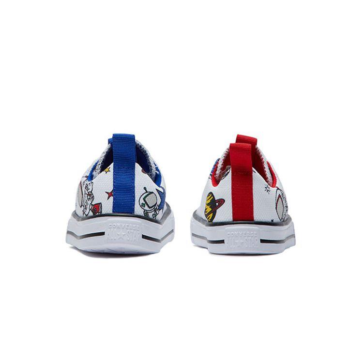 Converse Chuck Taylor All Star Superplay Холщовые Кроссовки с Мультяшным Принтом Астронавта на Липучках Прочные Дышащие Низкие Кроссовки для Ходьбы Детские Кроссовки Белые 765644C