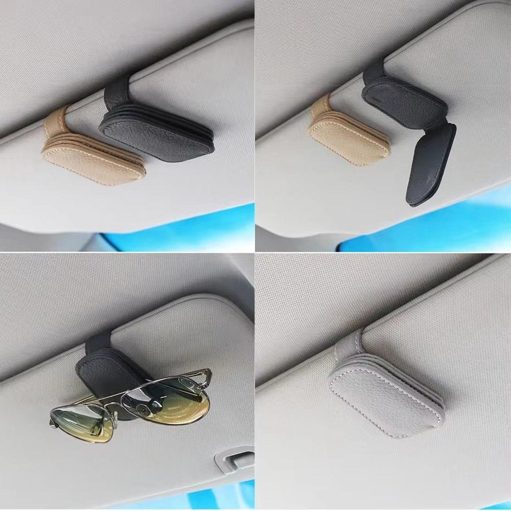 PU Leather Sun Visor Glasses Clip Anti-scratch Ticket Card Clamp  Auto Interior Accessories