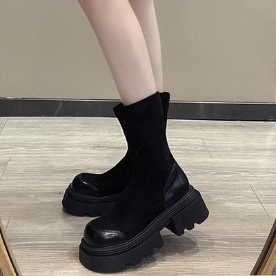 Женские ботинки Мартина 2024 новые весенне-осенние маленькие ароматные короткие ботинки черная обувь на толстой подошве на высоком каблуке женские ботинки маленькие ботинки