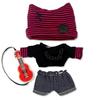 Cat Ear Knit Hat, Shirt, Pants, and Guitar Set for 10cm Doll, Red, Plush Toy, Kigurumi, Accessories, Otaku, Doll, Mascot, K-Pop Doll, Costume [Used]