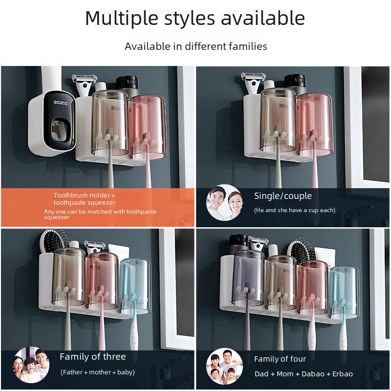 Набор из держателя зубных щеток и стаканчиков, настенная полка для ополаскивателя для полости рта, без проколов, модное решение для хранения в ванной комнате.