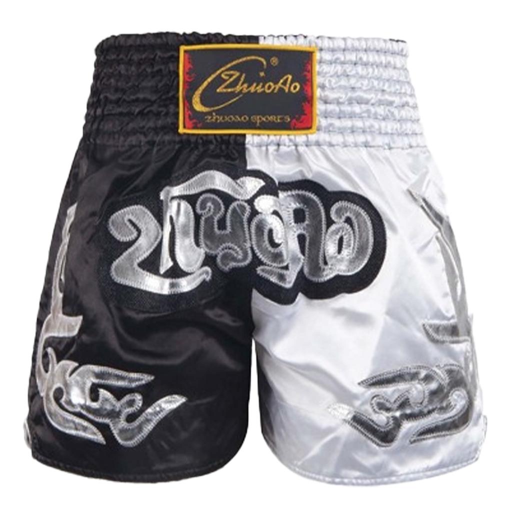 Kids Boy Color Block Patchwork Boxing Shorts Wide Elastic Waistband Side Slit Training Shorts