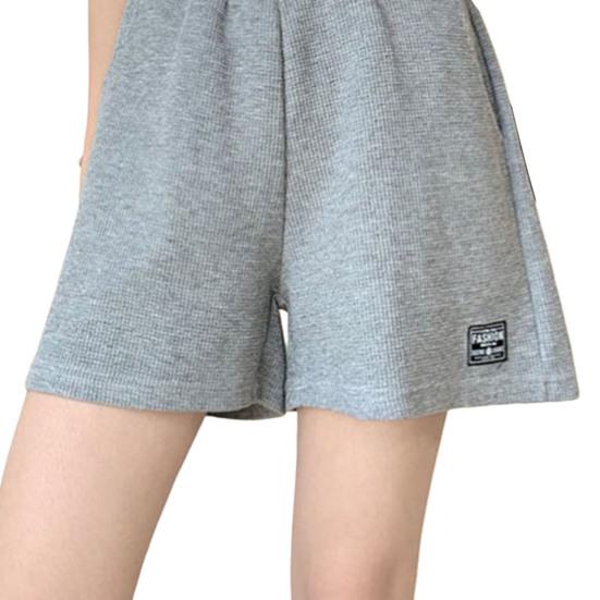 Короткие брюки с эластичной резинкой на талии и вафельным дизайном с высокой талией, свободные летние брюки из полиэстера с широкими штанинами, короткая женская одежда