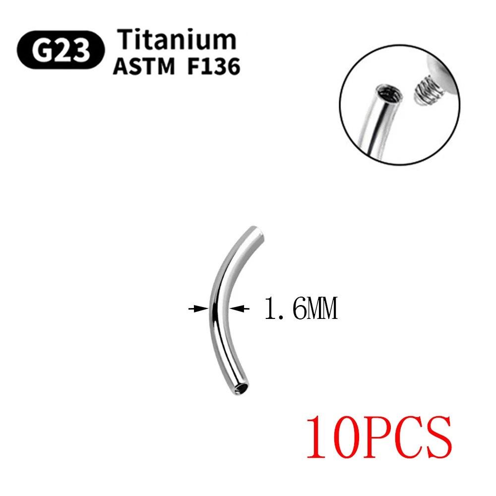 10 шт./лот G23 Титановый изогнутый штанга-основа ASTM F136 Титановый пирсинг брови Rook Украшения Оптовая партия 16G/14G