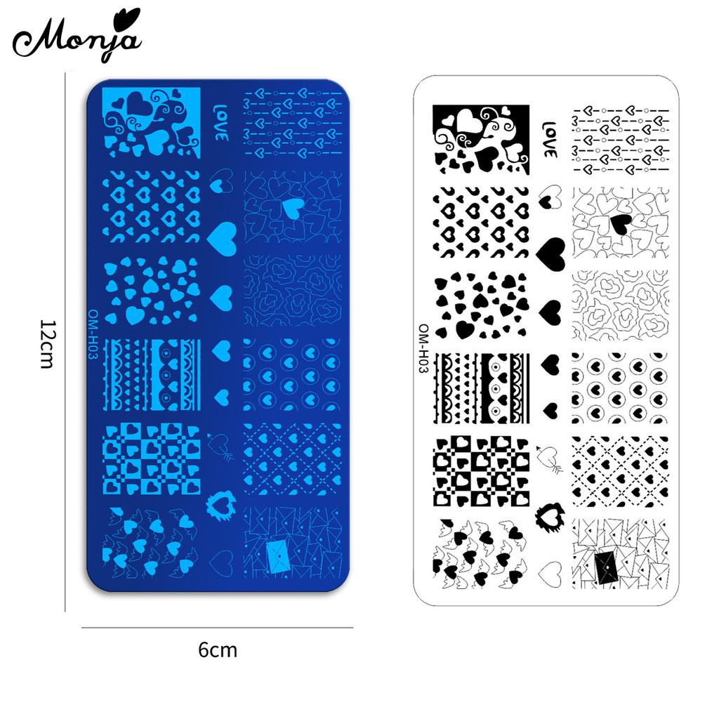 monja 6 стилей нейл-арт штамповочная пластина бабочка цветок растение любовь сердце штамп шаблоны пластины печать трафарет DIY маникюрные инструменты