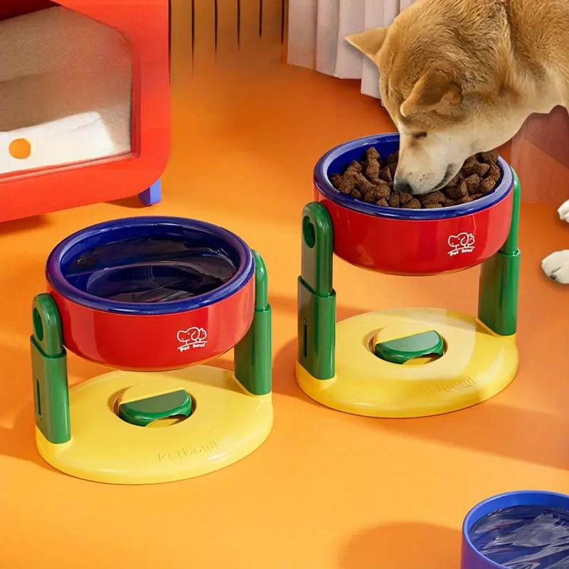 Liftable Suction Cup Pet Bowl 3 Level Height Adjustment Protect Cervical Spine Pet Bowls Non-Slip Elevated Dog Cat Food Bowls