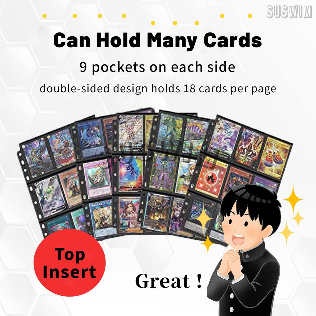 Файл для коллекционных карточек Файл для карточек Совместим с 2, 3 и 4, 9 карманными картами Собирайте покемонов и другие карты 30 отверстий, отверстия, отверстия, лист, (Черный,