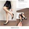 2024 New Chunky Heel Shoes Round Toe Flower Knot Short Heels Elegant Comfortable Ladies Shoes Soft Split Leather Woman Shoes