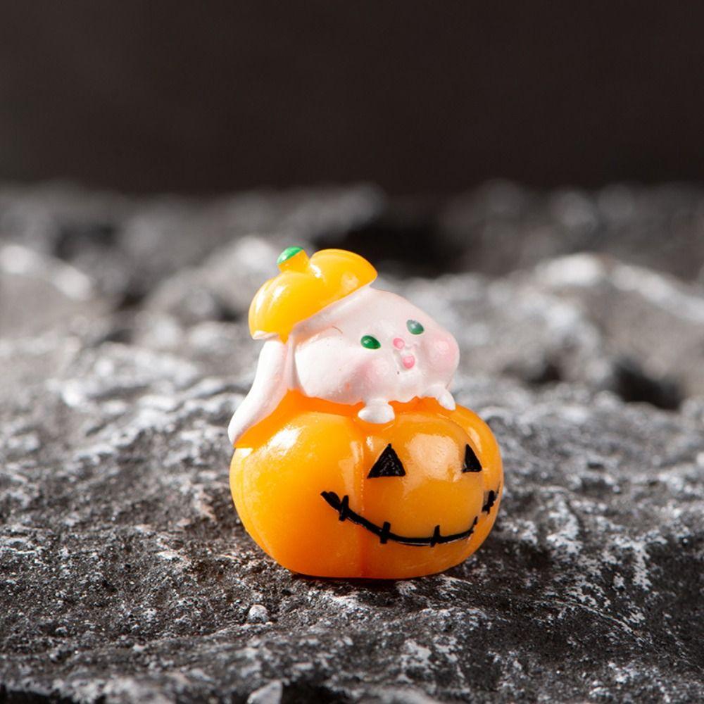 3D Halloween Pumpkin Skeleton Figurines Cartoon Miniatures Ghost Ornaments Home Decor