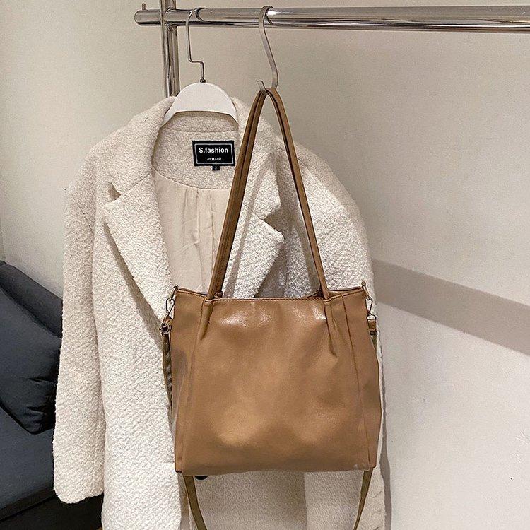 Large Capacity Women Top-Handle Bags High Quality Solid Color Leather Shoulder Shopper Bags For Womendesigner Sac A Main