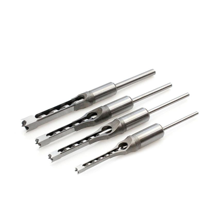 Multi-purpose Square Hole Drill Bit Steel Hardness for Sharp Durable Mortising Chisel Set 6.4 mm/8mm/9.5mm/12.7mm/14mm/1
