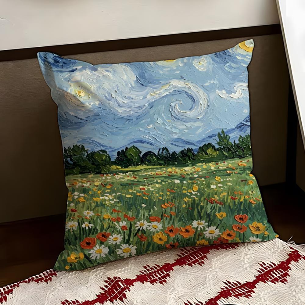 Vincent van GGogh Cushion Cover Reversible Soft Durable Pillow Cover Home Car MultiScene Use for Daily Comfort