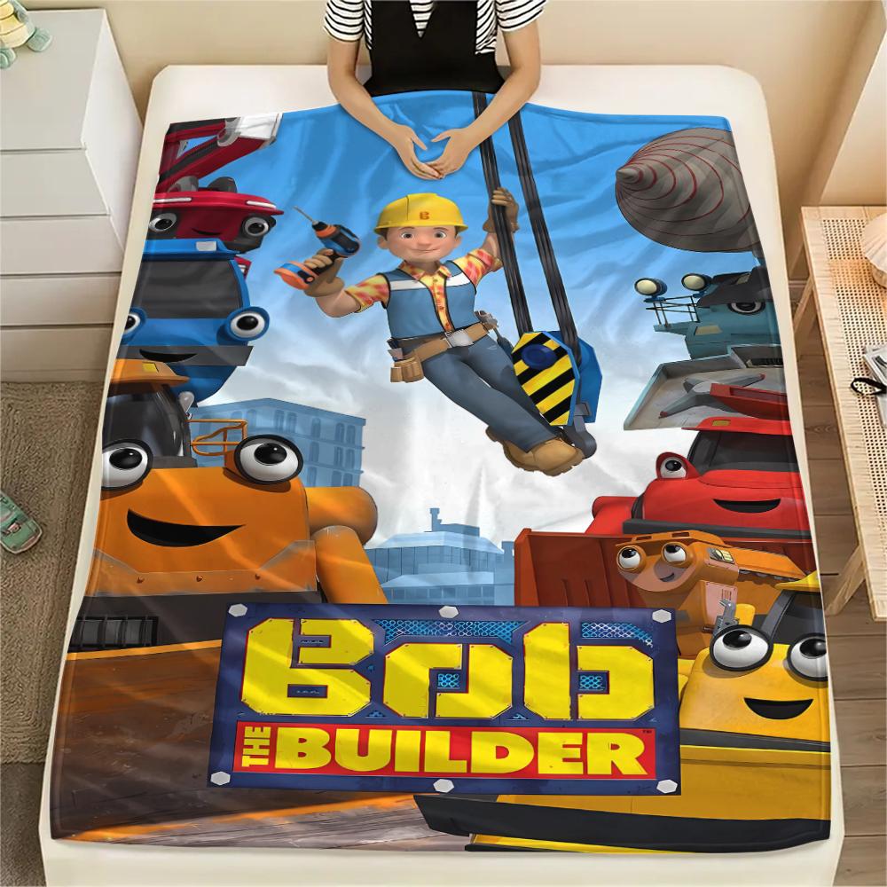 1PC Bob the Builder Print Flannel Blanket, High quality All Seasons, Home Decor, Warmth and Comfort, Perfect for Christmas Gifts