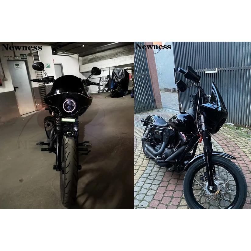 Gloss Black Motorcycle Headlight Fairing Mask 5 3/4" Headlamp Windshield Cover For Harley Sportster Iron Dyna FX XL 883 1200