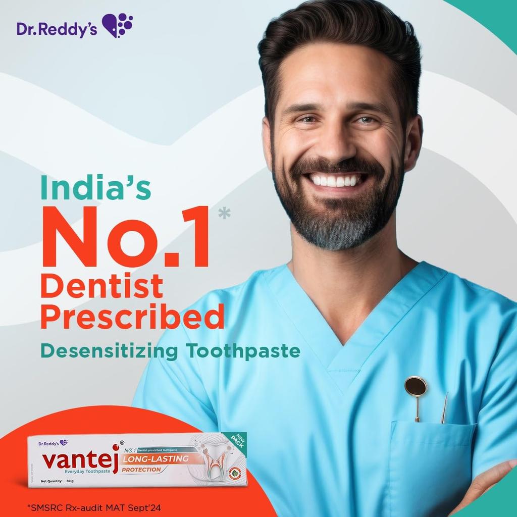 Vantej Toothpaste 50g Pack of 1 Non-Fluoridated Sensitive Teeth Mint Paste for Brighter Smile