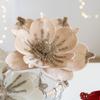 Sequin Artificial Poinsettia Glitter Flower 25cm 3D Simulation Magnolia  New Year Gifts