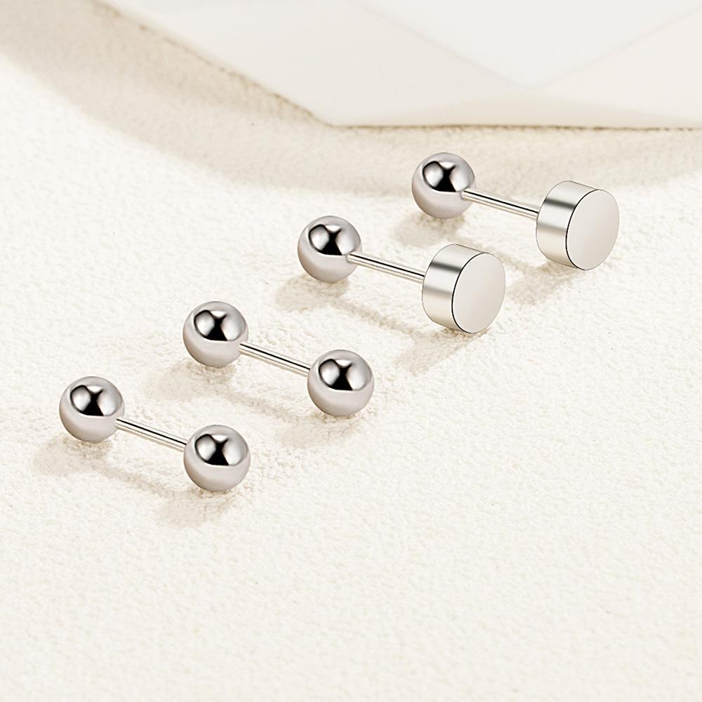 Dumbbell Silver Needle Earrings Romantic Female Ear Bone Nails Small Ear Jewelry