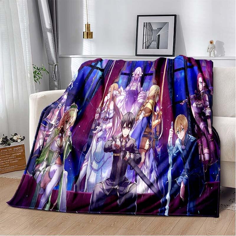 Asuna Sword Art Online флисовое одеяло с 3D принтом для кроватей, походов, пикников, толстое одеяло, покрывало, флисовое одеяло