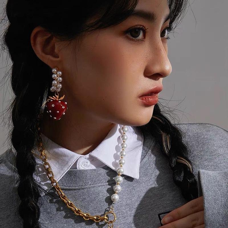 Винтажные серьги с жемчугом и клубникой: Детский, Модный Дизайн для Женщин