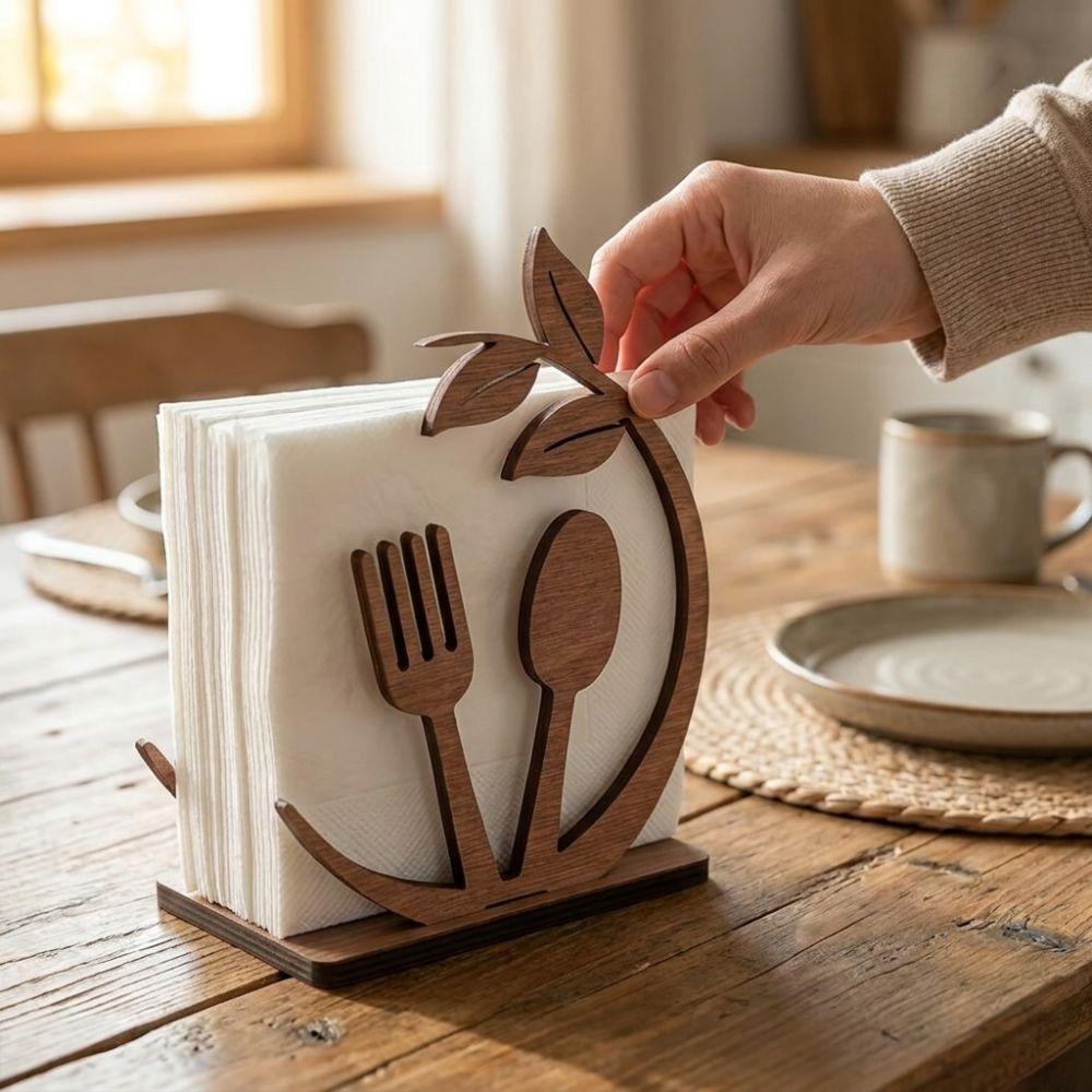 Hollow Out Wooden Leaf Napkin Holder Rustic Tissue Storage Holder Home Restaurant