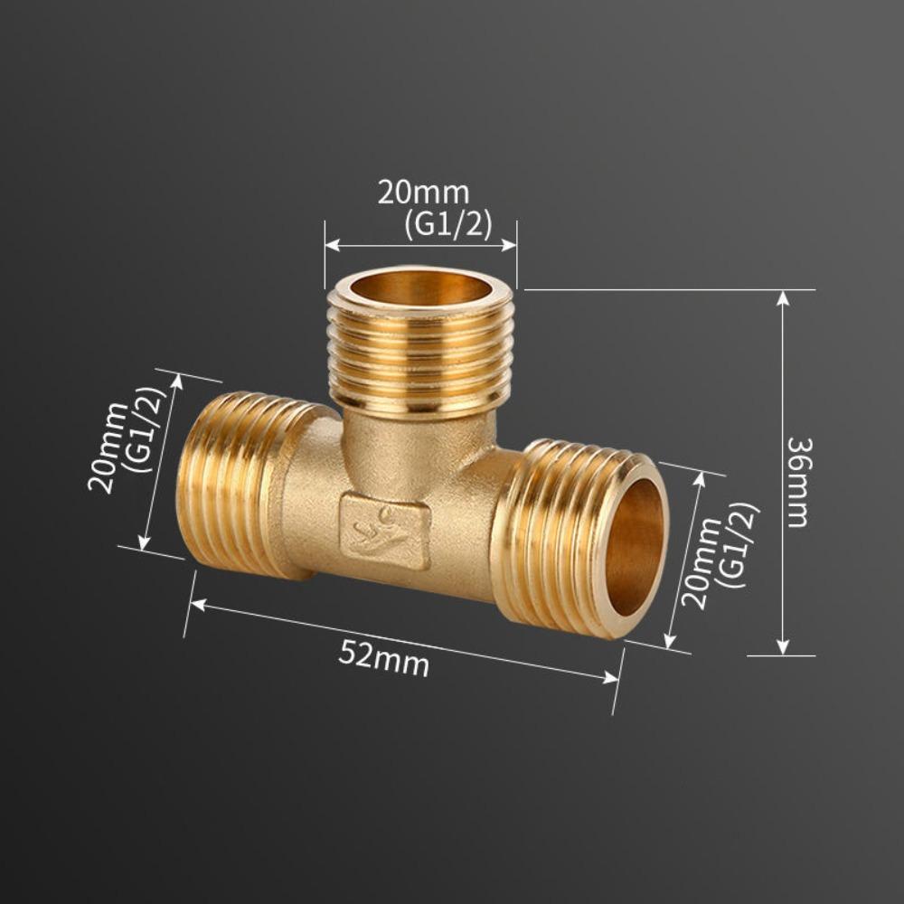 New 1/2 BSP Pneumatic Plumbing Connector Tee Type Male/Female Thread Copper Fittings Water Oil Gas Adapter