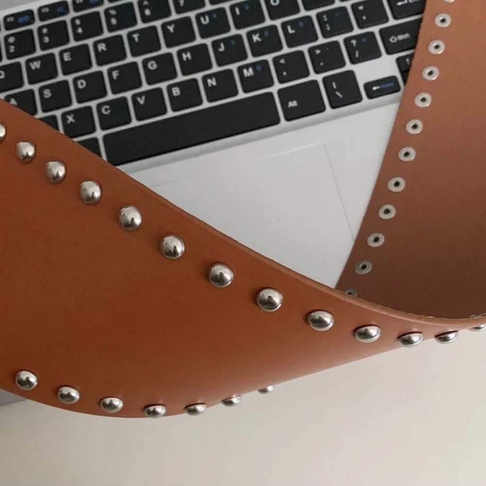 Готический пояс с заклепками в стиле панк, ремень для платья, джинсов, модный широкий женский ремень, уличная одежда