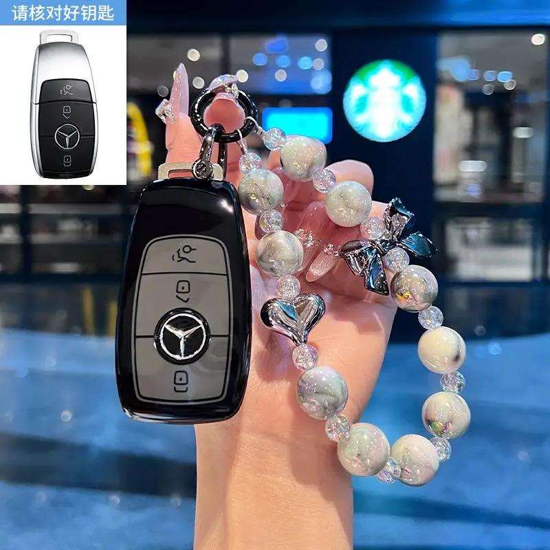 TGM3 Female Key Case for Mercedes Benz CLS CLA GL R SLK AMG A B C S Class 3 Button Remote Car Key Cover Holder Keychain Accessories