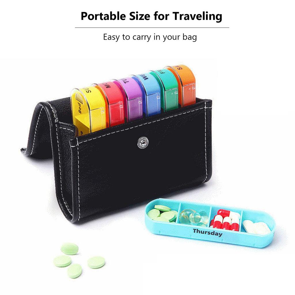 Pill Organizer for Travel Weekly Pill Box 7 Day Pill Case Daily Medicine Organizer