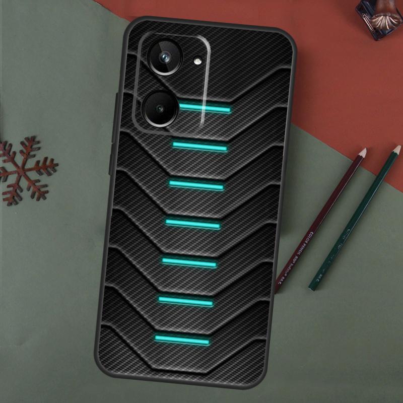 Футуристичный неоновый чехол из углеродного волокна для Realme C75 C65 C67 C71 C63 C61 C55 C51 C53 C35 11 12 13 14 15 Pro Plus GT6 GT7 Pro