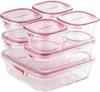 Iwaki Glass Storage Set of Pack Heat-Resistant Containers, Pink, 7, & Range, PS-PRN-P7