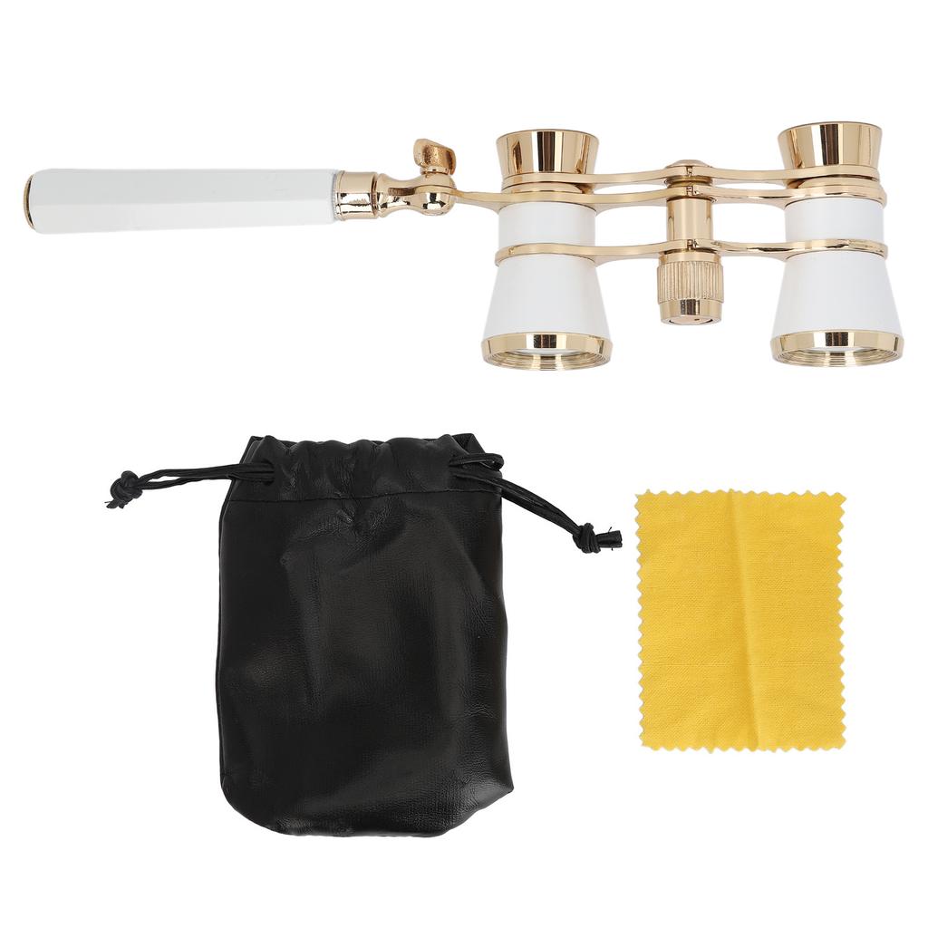 Opera Glasses Binoculars Center Focus Wheel Aluminum Alloy Chain 3X25 Theater Glasses Mini Binocular with Handle for Stage Play