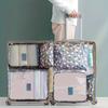 6pcs Blue Floral Travel Organizer Bags Polyester Storage for Clothes Toiletries Accessories Business Trip Home Organization