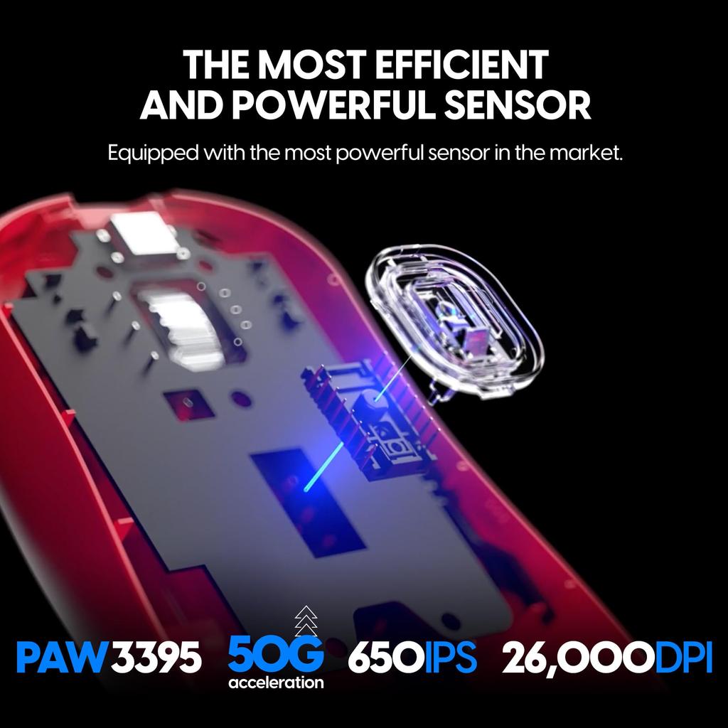 Беспроводная игровая мышь Pulsar Gaming Gears Xlite V3 eS Medium, сверхлегкая, 65 г, 1 мс, 26000 точек на дюйм, оптический датчик PAW3395