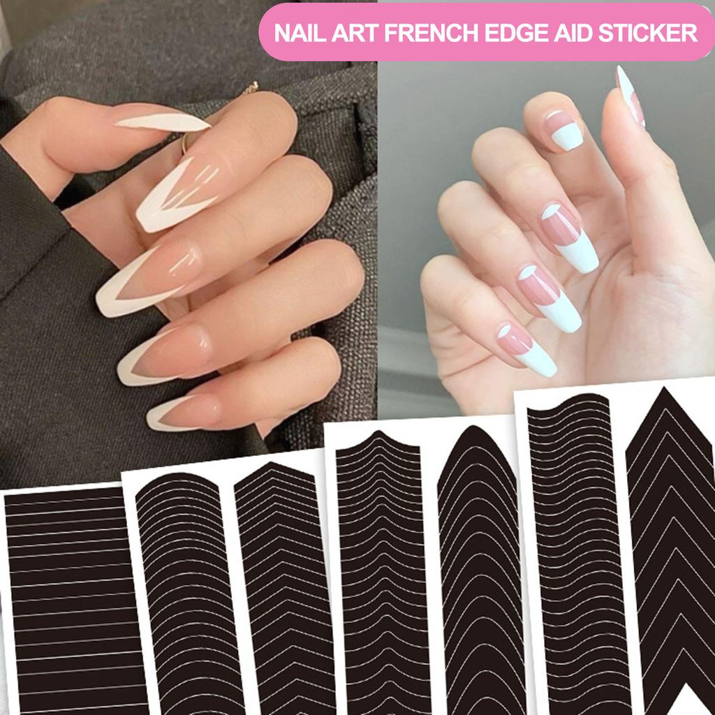 1860Pcs Nails Sticker Stencil Tips Guide French Manicure Nail Art Decals Form Fringe DIY French Tip Nail Stickers Beauty Tools