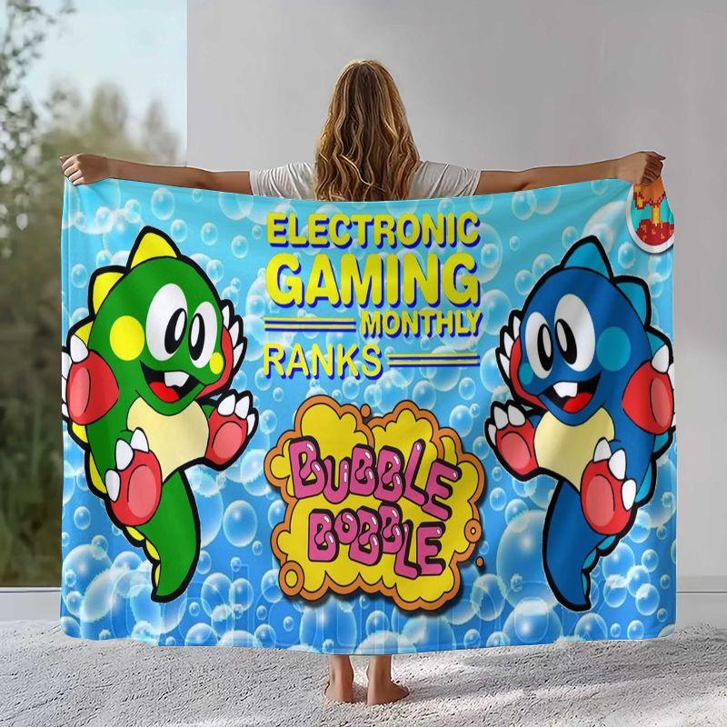 Классическая игра Bubble Bobble Puzzle Bobble Фланелевое одеяло, Ультрамягкий плюшевый плед для дома, спальни, кровати, дивана, офиса, пикника