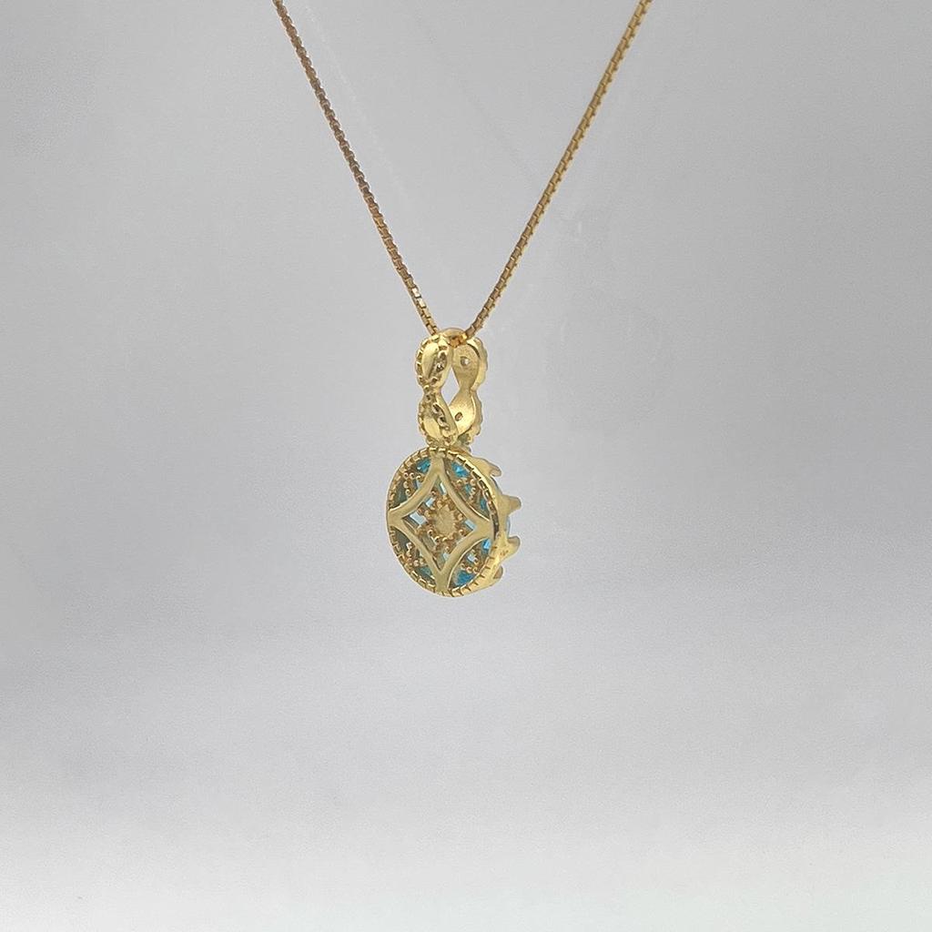 Женское колье из стерлингового серебра 925 пробы: Элегантная подвеска из небесно-голубого кристалла на универсальной ключичной цепочке