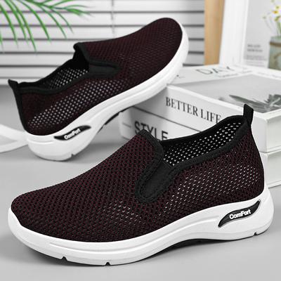 Женская обувь летняя полая дышащая сетчатая обувь летающая тканая повседневная обувь на одной педали мягкая подошва одинарная обувь легкая обувь для мамы