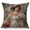 Elegant Lady Beautiful Nordic Classical Woman Oil Painting Home Decorative Throw Pillow Case Art Room Gallery Sofa Cushion Cover