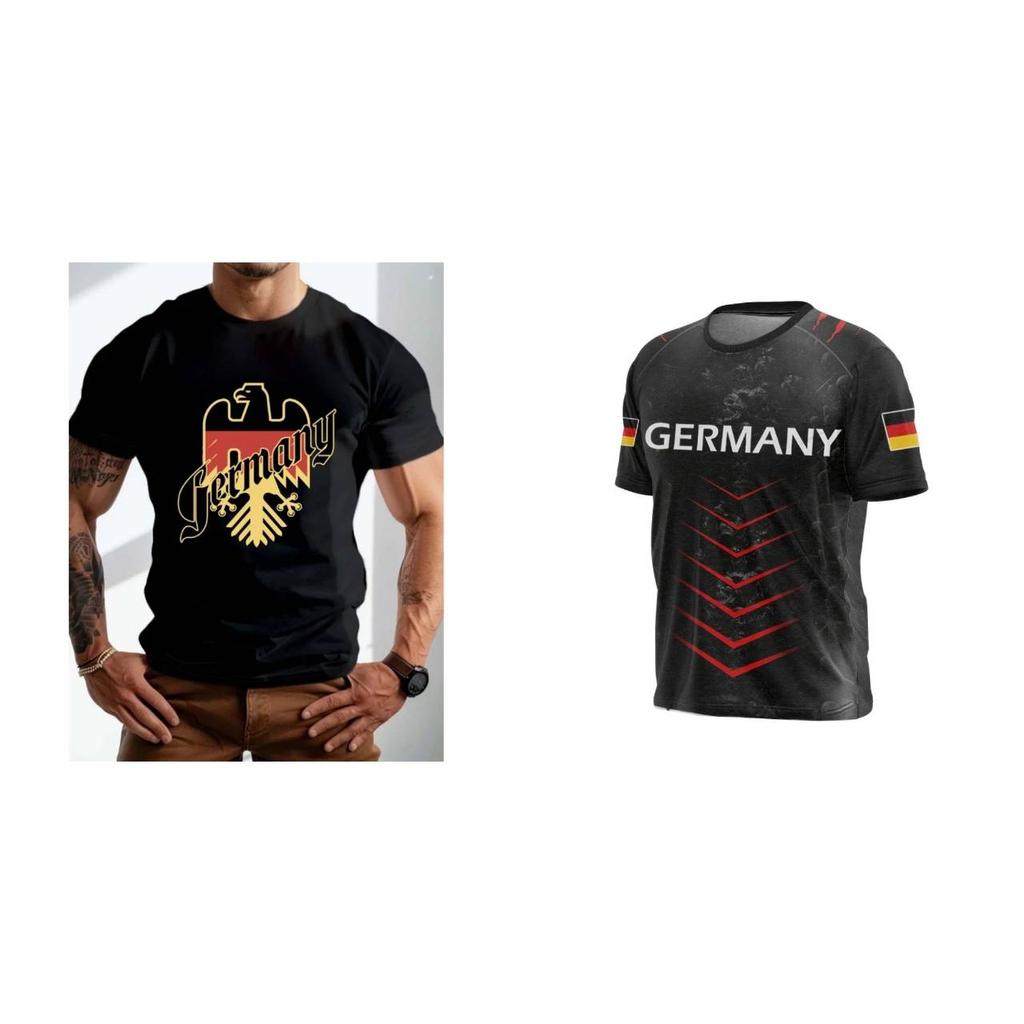 Retro Vintage T Shirt Deutschland Germany Eagle 3D Print Muay Thai MMA Kick Boxing National Flag Short Sleeve Quick Dry Streetwear Unisex Men Women