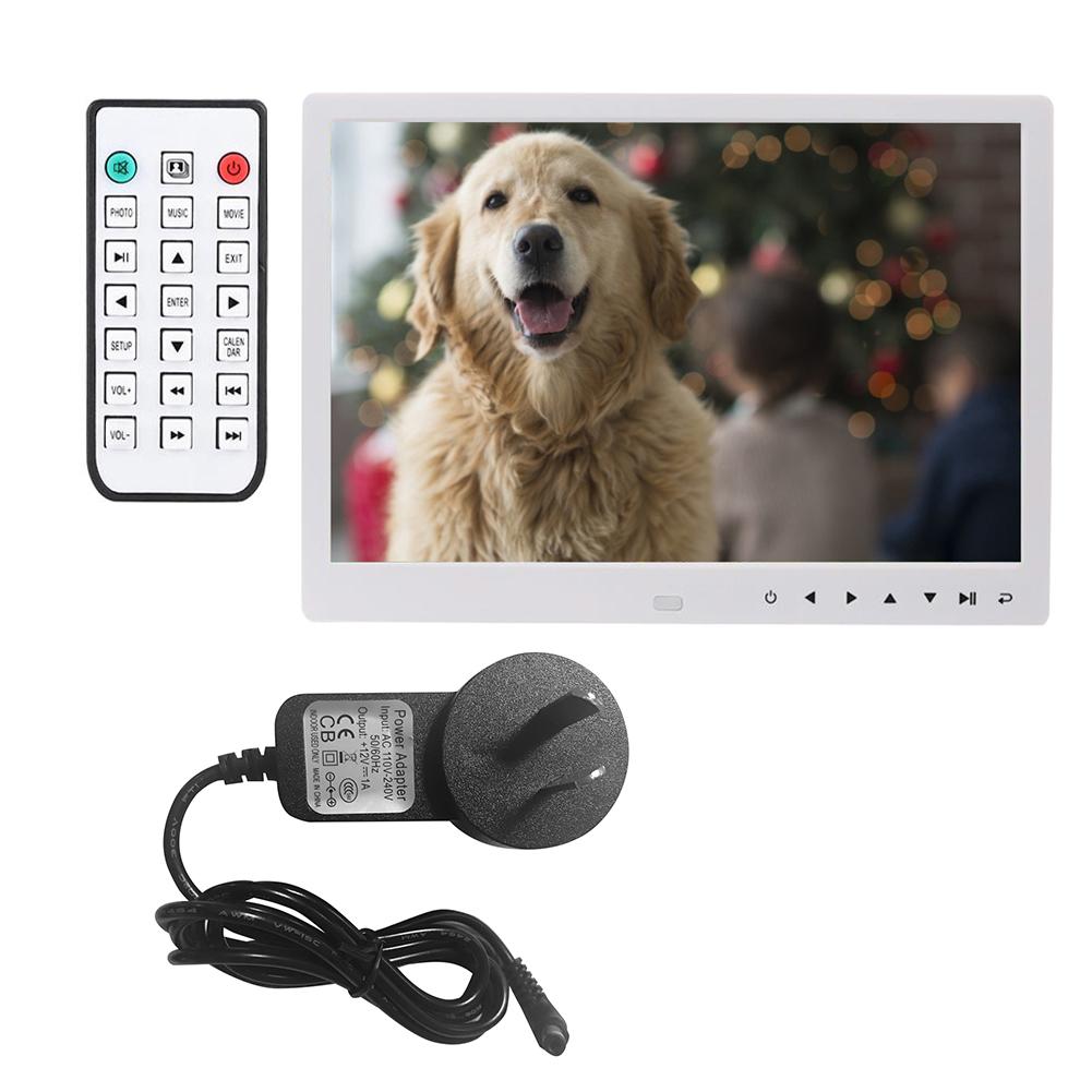 12 "  "  Portable HD Digital Photo Frame Clock Movie Player Album with Remote Controller(WhitE  )
