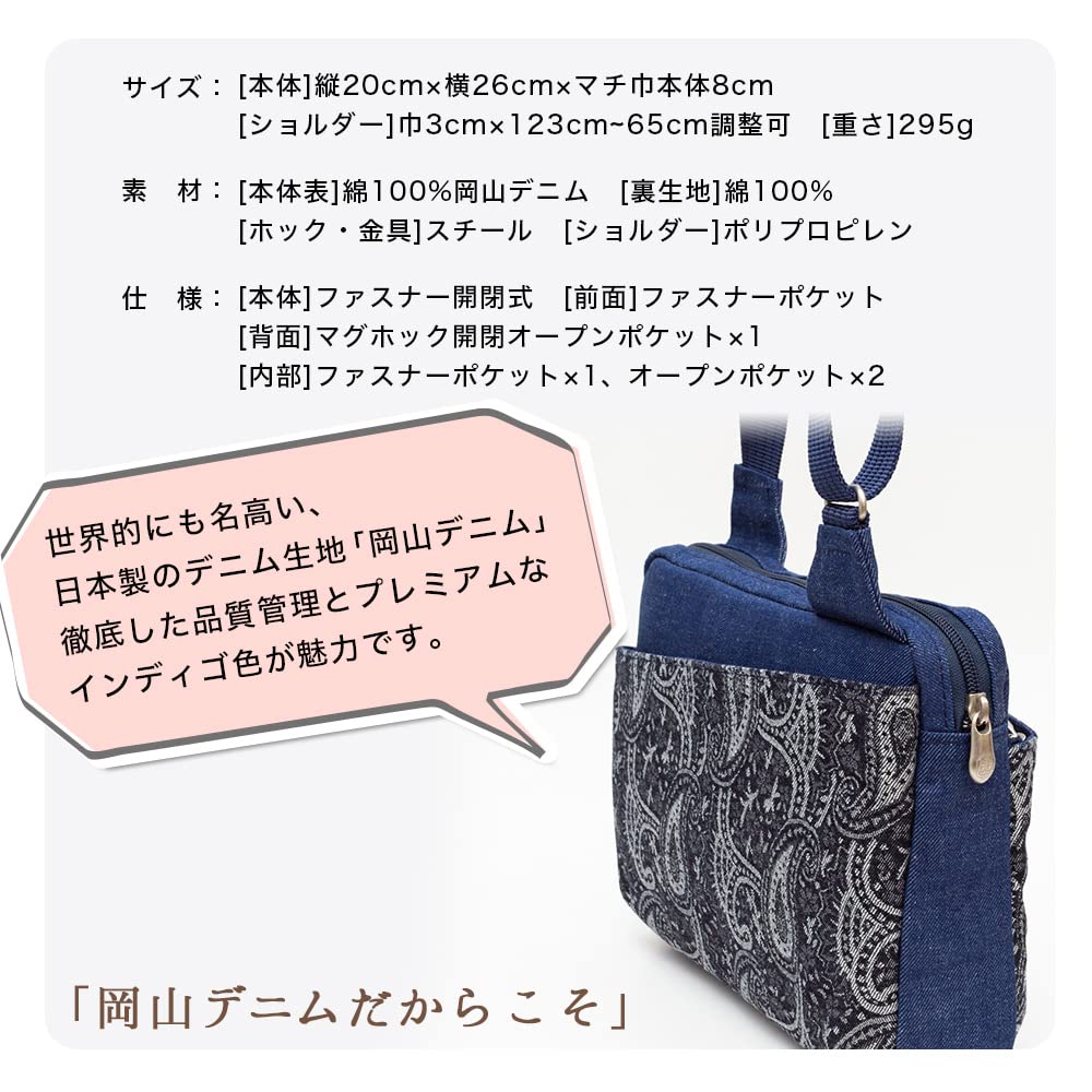 Сумка Sacoche Сумка через плечо Легкая тонкая мини-сумка через плечо Сделано в Японии Okayama Denim Margaret Сумка для тела День матери Подарок на день рождения