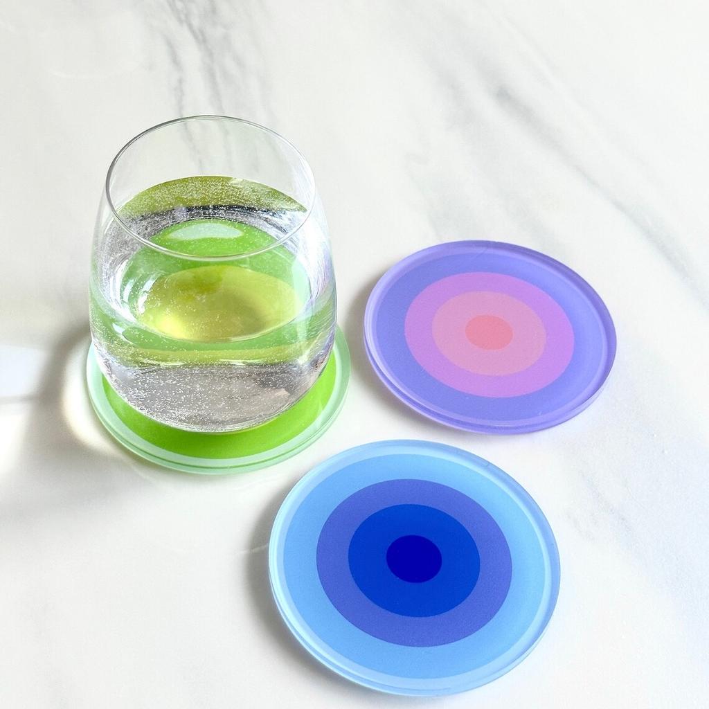 5pcs Acrylic Anti Slip Coaster Porta Vasostable Mat Cup Holders Gradient Color Cocinas Accesorios Kitchen Drink Coasters