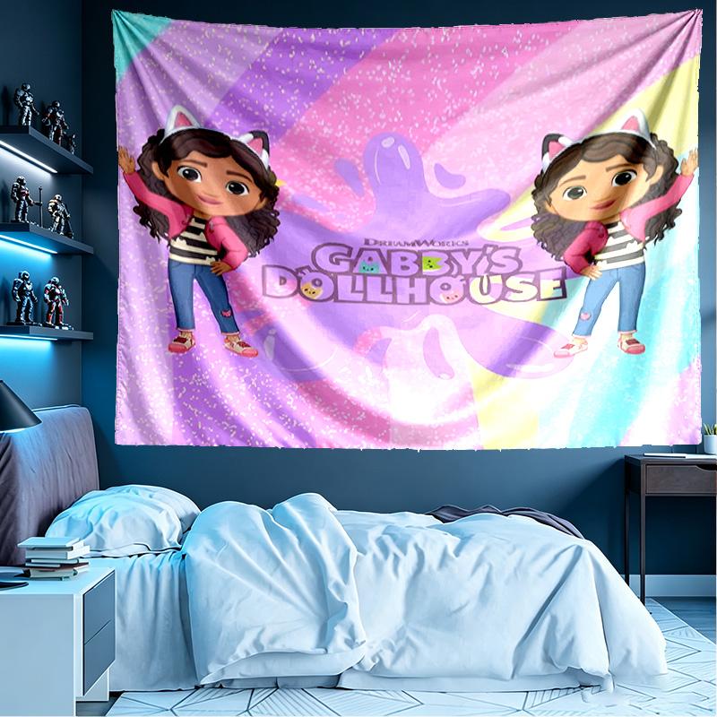 Gabby's Dollhouse Print Tapestry, Lightweight Wall Hanging, for Bedroom, Dorm, Living Room, Home Art Decor, Birthday Christmas Gift for Friends