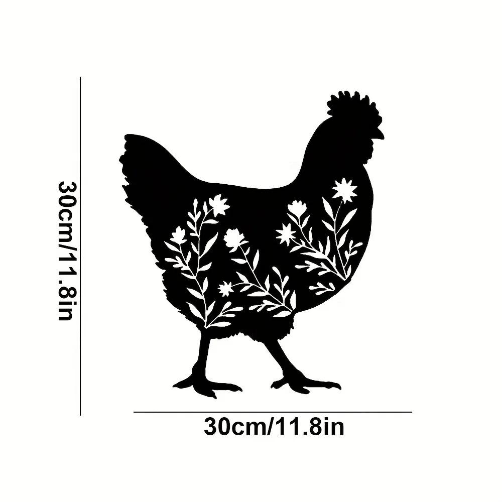 Floral Chicken Metal Wall Art – Elegant Iron Wall Decor, Stylish Interior Decoration for Home Office & Living Room Wall Hangings