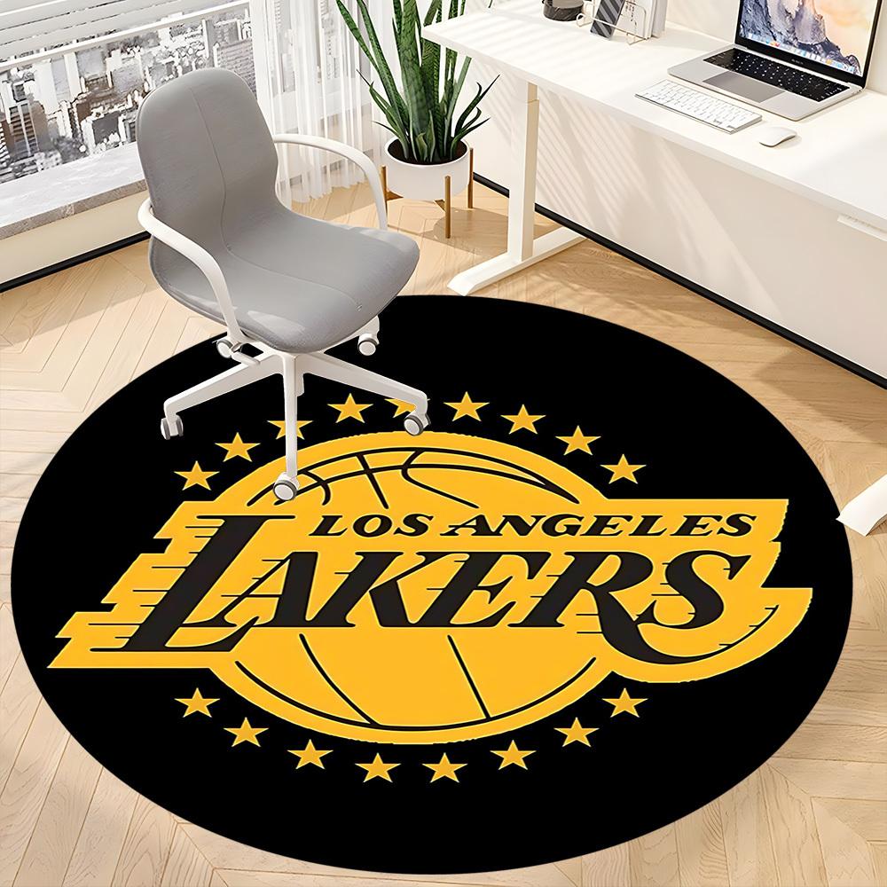 1 шт. Круглый ковер для офиса команды по баскетболу Lakers, коврик для помещений, подходит для офиса, спальни, гостиной, домашнего декора, декора комнаты, Offic a0928138