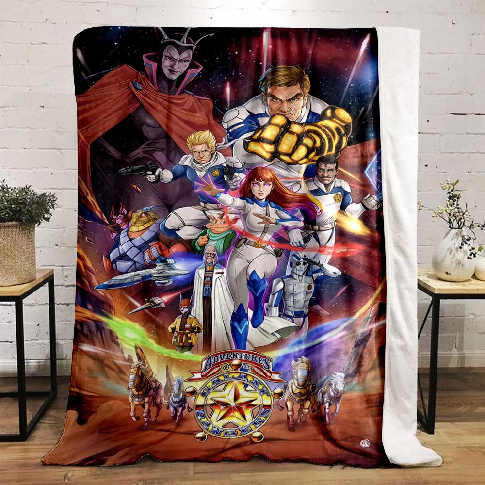 A futuristic, space-themed team of heroes and alien characters in action. for all seasons blanket lunch break throw gift
