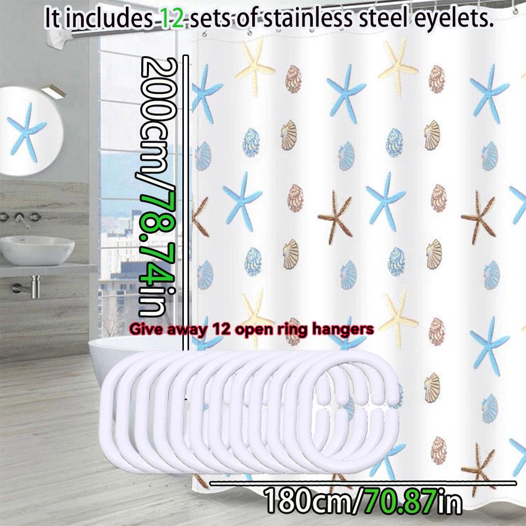 Cartoon Pattern Starfish Bathroom Shower Curtain Bathroom Partition Curtain Light Opaque Waterproof Material Bathroom More Refre
